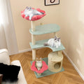 49 Inch Tall Multi-Level Aesthetic Floral Kitten Tower with Flower-Shaped Plush Padded Perch-Multicolor - Multicolor