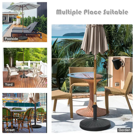 49 LBS Patio Resin Umbrella Base Stand for Outdoor - Black - Outdoor Umbrella Bases