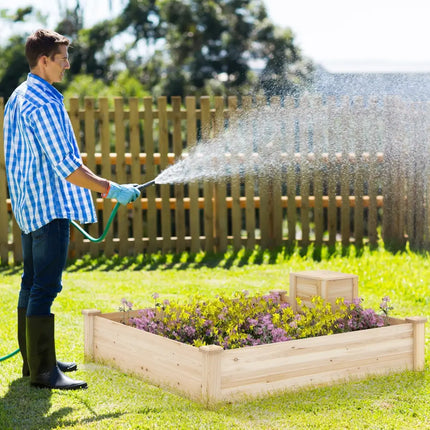 49 x 49 x 10 Inch Raised Garden Bed with Compost Bin and Open-ended Bottom-Natural - Natural - Raised Garden Beds