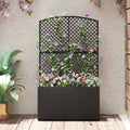 Jardinière surélevée de 124 cm avec treillis et bac en osier - Noir