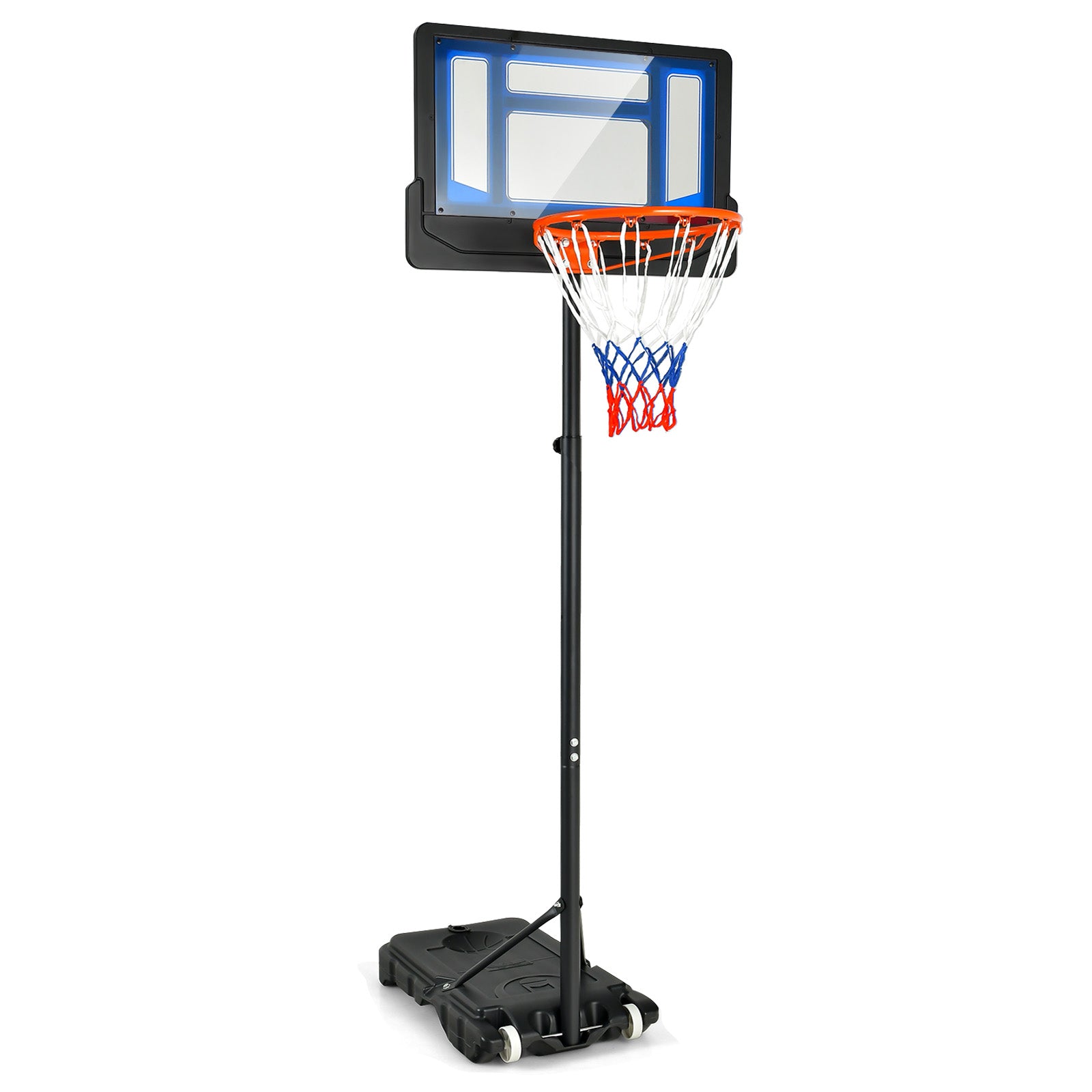 4.3-8.2 Feet Portable Basketball Hoop with Adjustable Height and Wheels-Blue