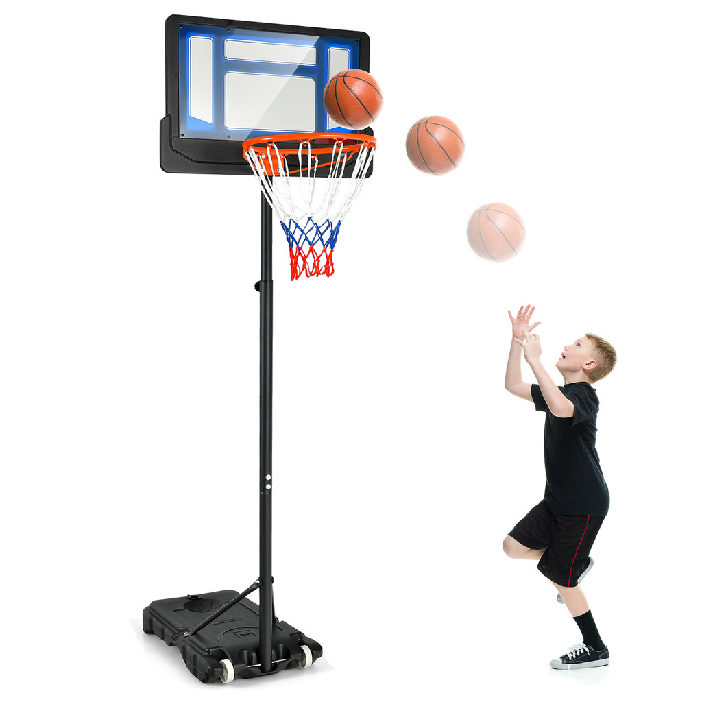 4.3-8.2 Feet Portable Basketball Hoop with Adjustable Height and Wheels-Blue