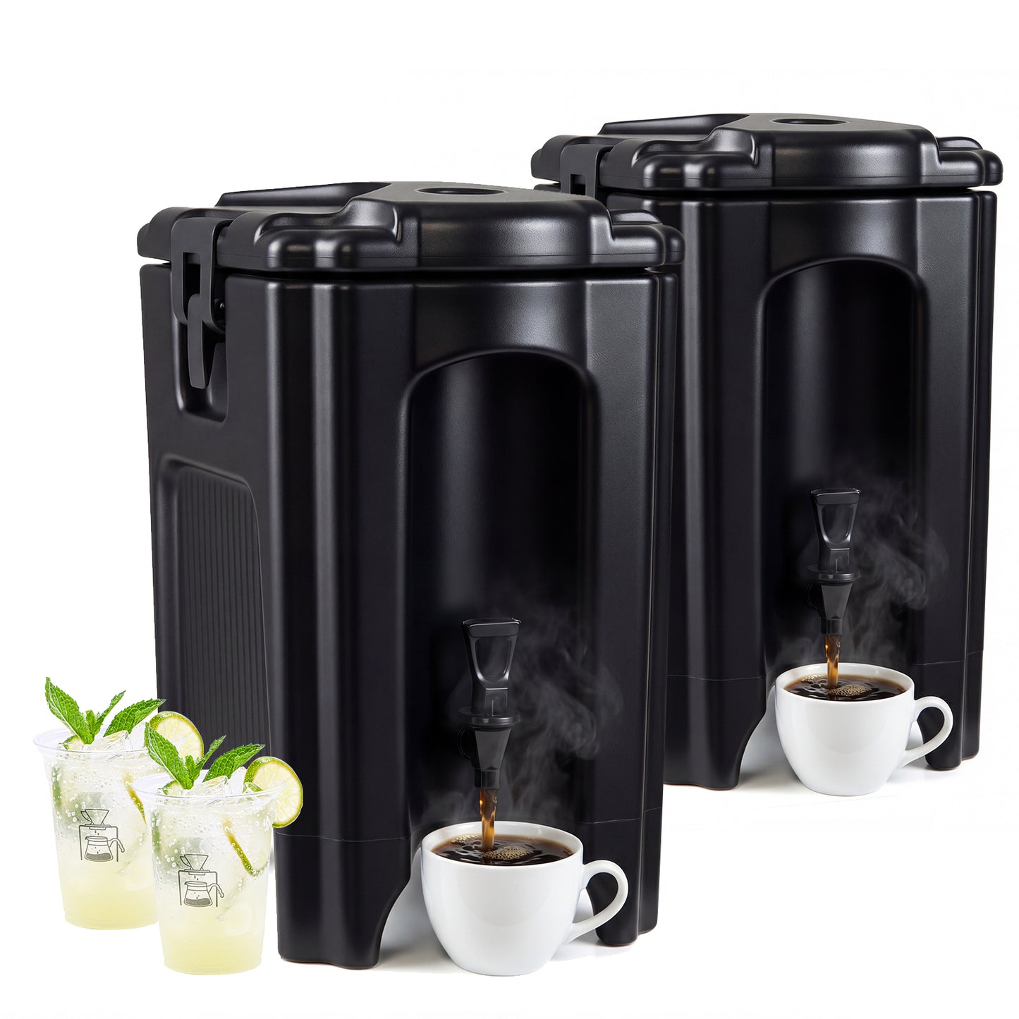 4.4 Gallons Insulated Beverage Dispenser with Ergonomic Handles Set of 2-Black