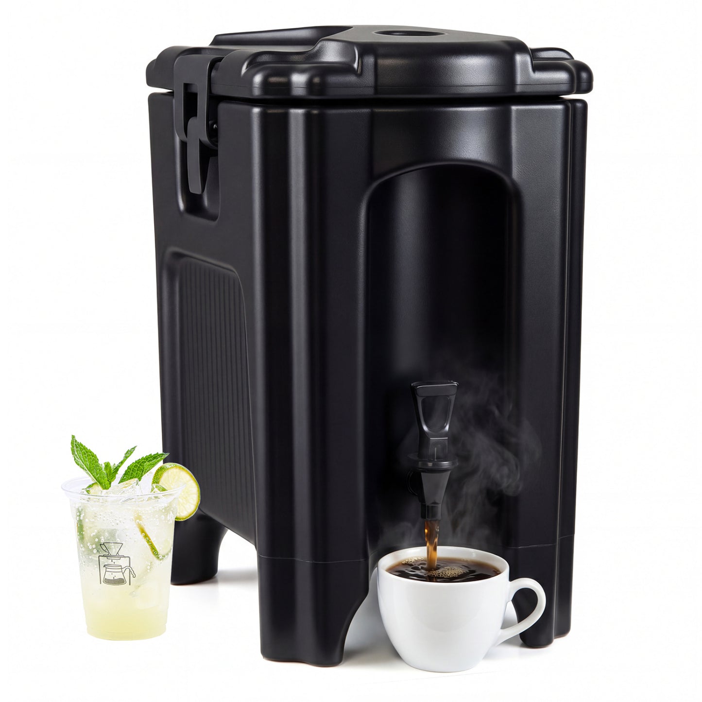 4.4 Gallons Insulated Beverage Dispenser with Handles and Drip-Proof Faucet-Black
