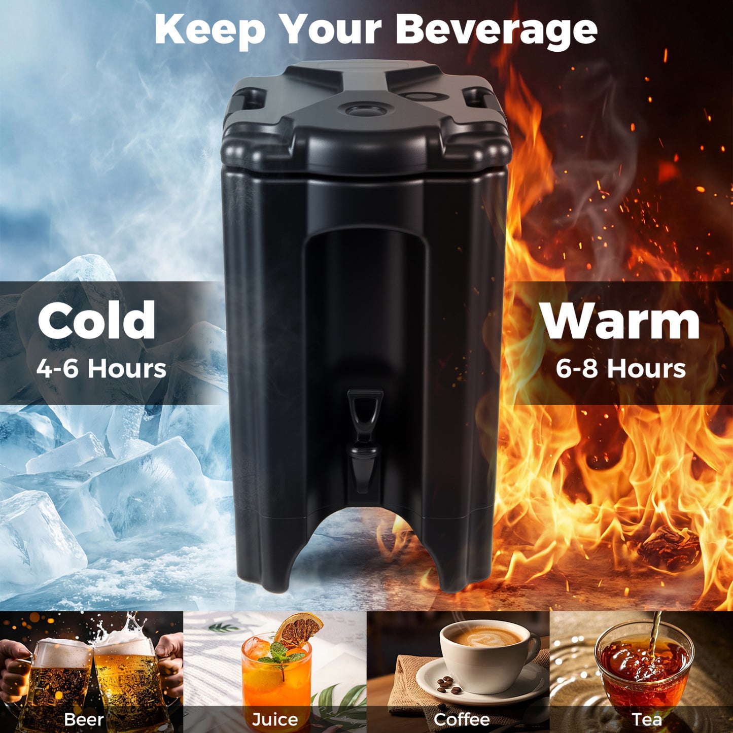 4.4 Gallons Insulated Beverage Dispenser with Handles and Drip-Proof Faucet-Black