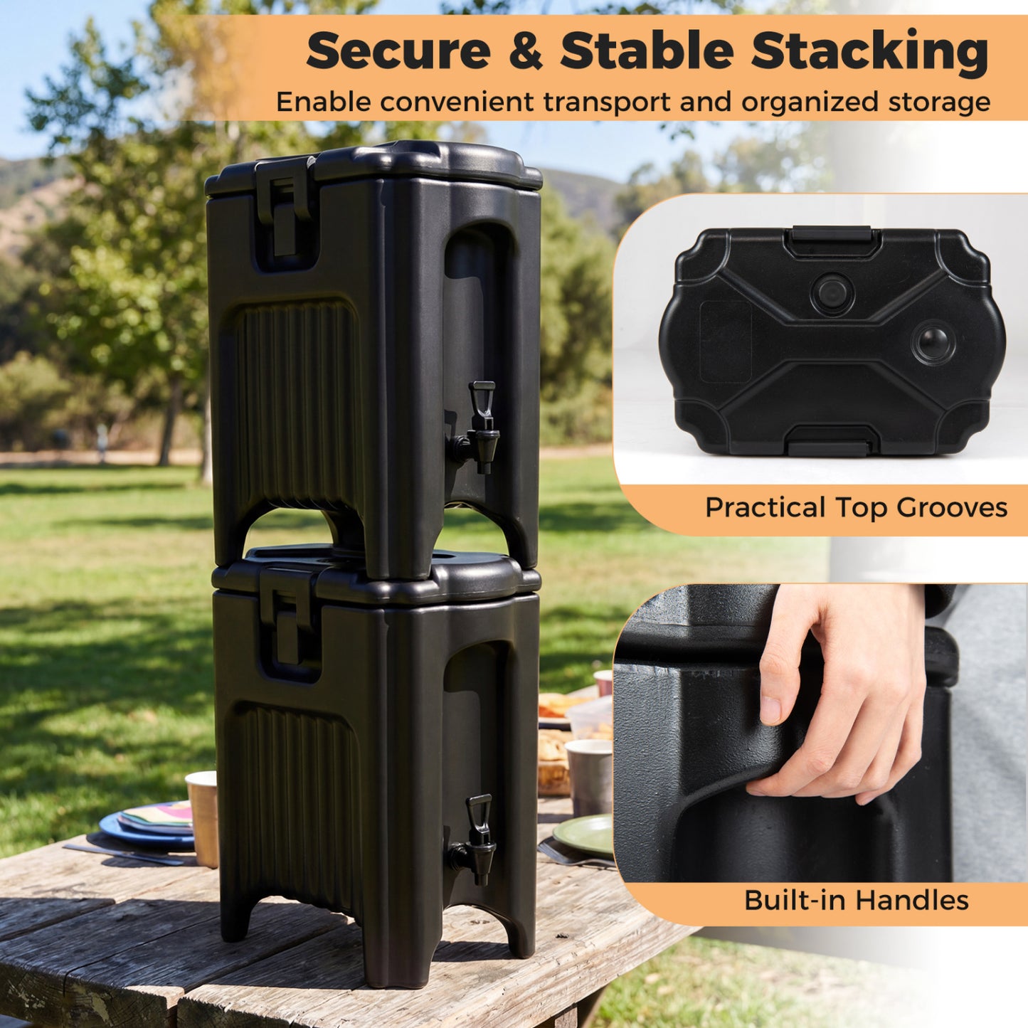 4.4 Gallons Insulated Beverage Dispenser with Handles and Drip-Proof Faucet-Black