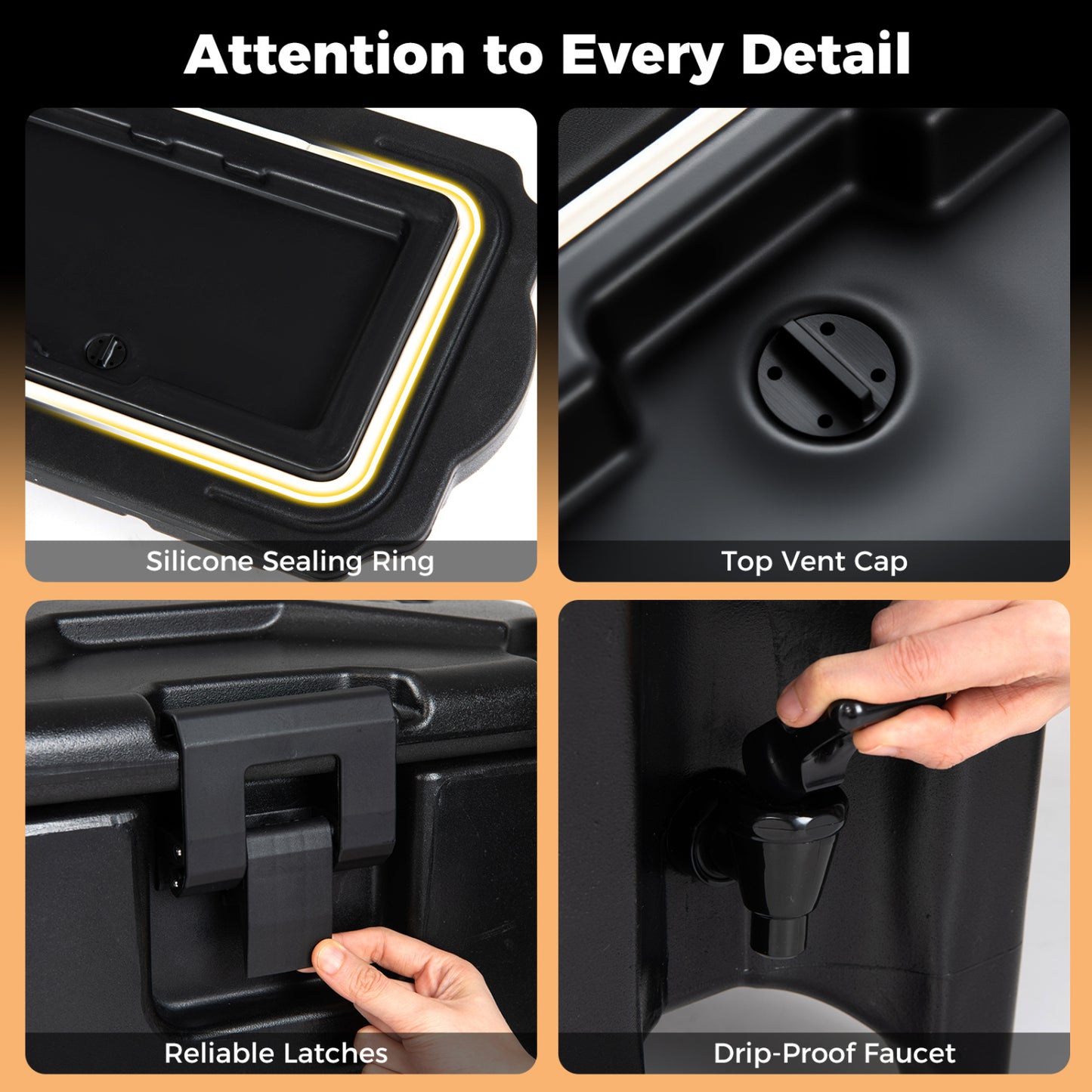 4.4 Gallons Insulated Beverage Dispenser with Handles and Drip-Proof Faucet-Black