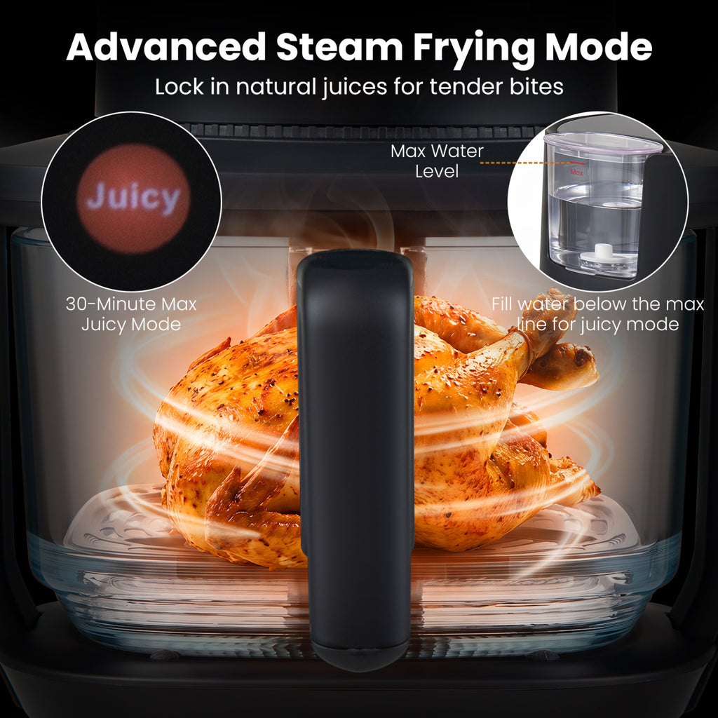 4.5L Glass Air Fryer with Steam Frying Mode-Black