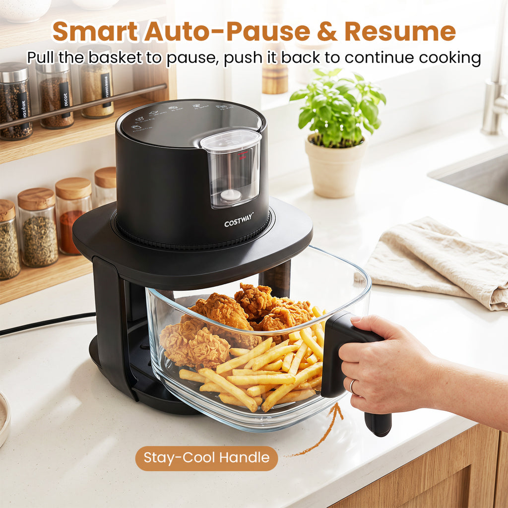 4.5L Glass Air Fryer with Steam Frying Mode-Black