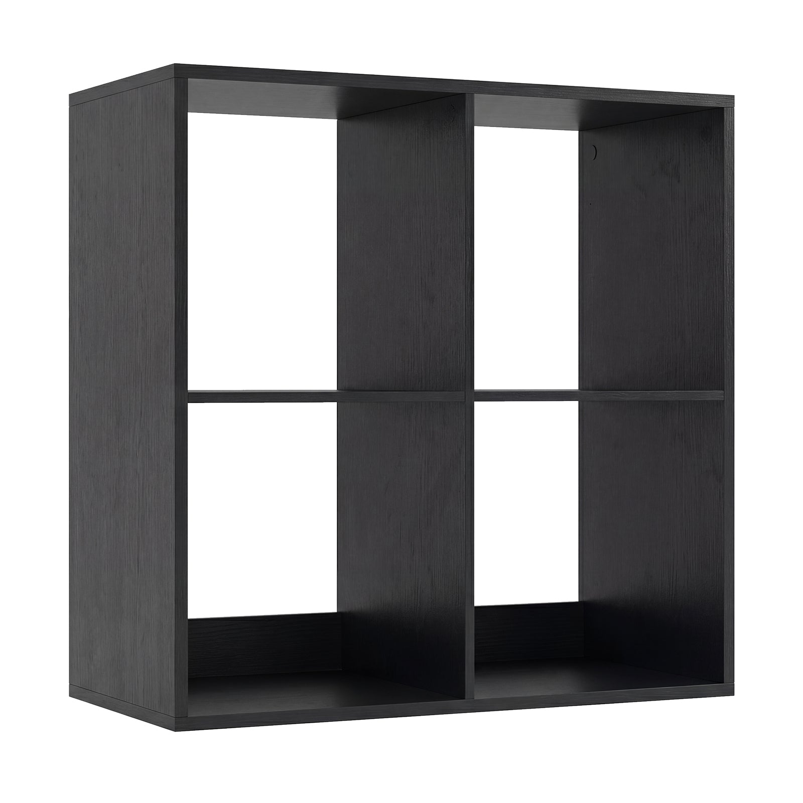 4 Cube Bookshelf with Back Guardrail for Living Room Bedroom-Black