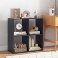 4 Cube Bookshelf with Back Guardrail for Living Room Bedroom-Black