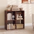 4 Cube Bookshelf with Back Guardrail for Living Room Bedroom-Coffee