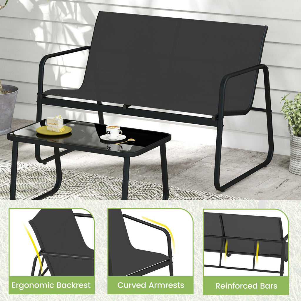 4 PCS Patio Furniture Set Outdoor Rocker Chair Conversation Set-Black