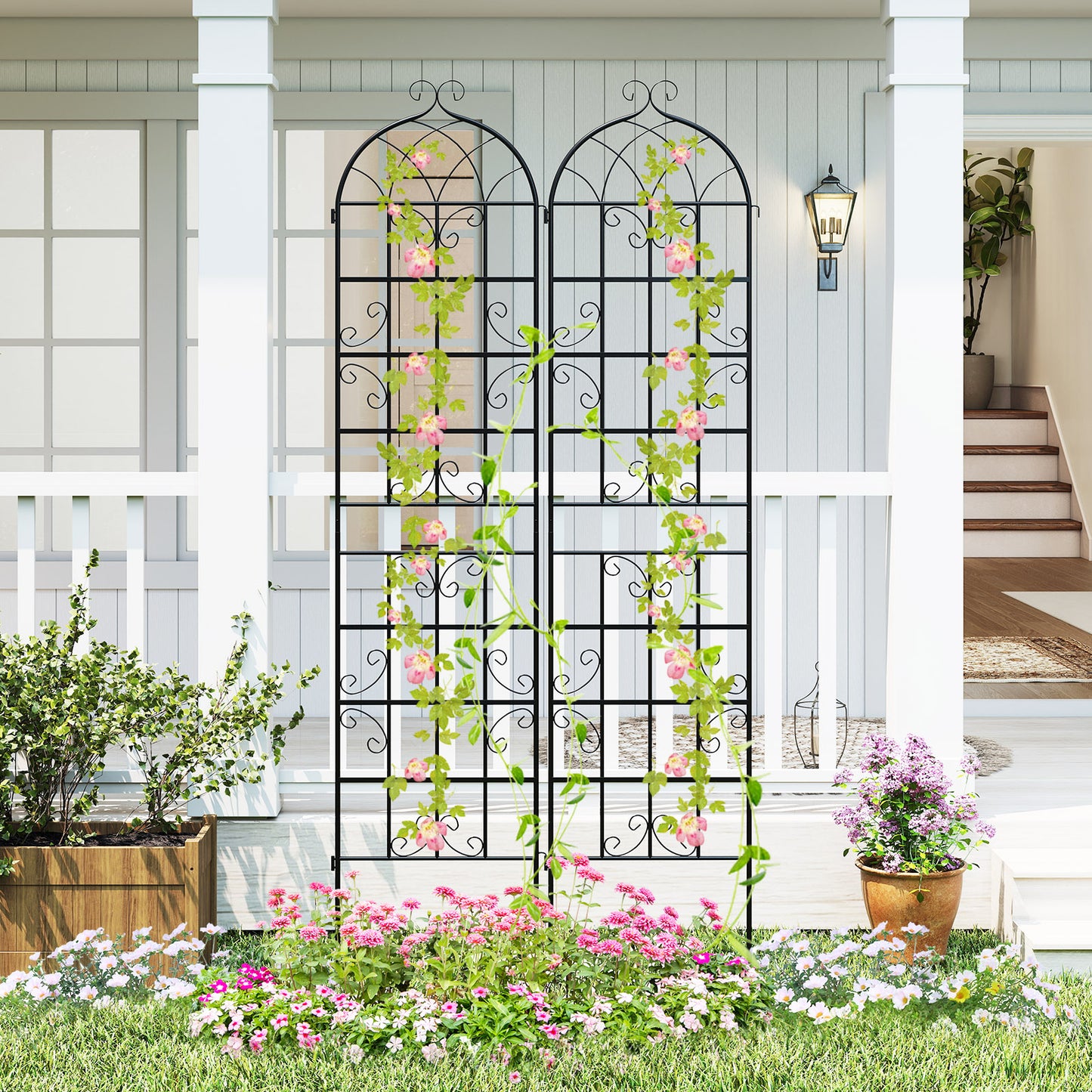 4 Pack 86" x 20" Metal Garden Trellis for Outdoor Climbing Plants