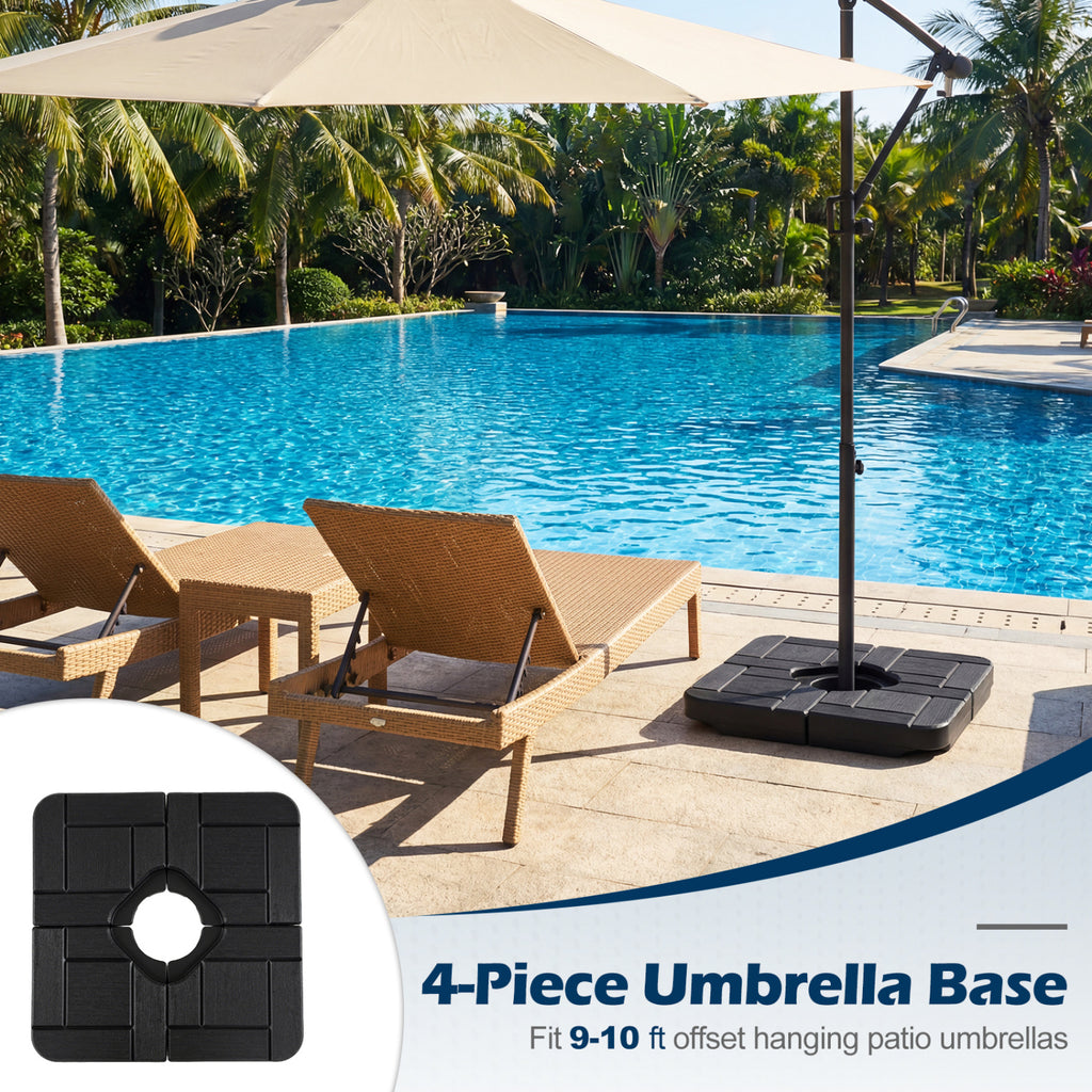 Base de Parasol Déporté Cantilever 4 Pièces 85 kg - Noir