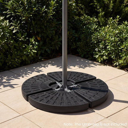4-Piece Patio Market Umbrella Base 140 LBS Heavy-Duty with U-Locking Pins-Black