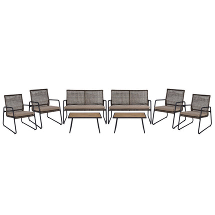 4 Pieces Patio Furniture Set with Acacia Wood Coffee Table and Zippered Cushions-Mix Brown