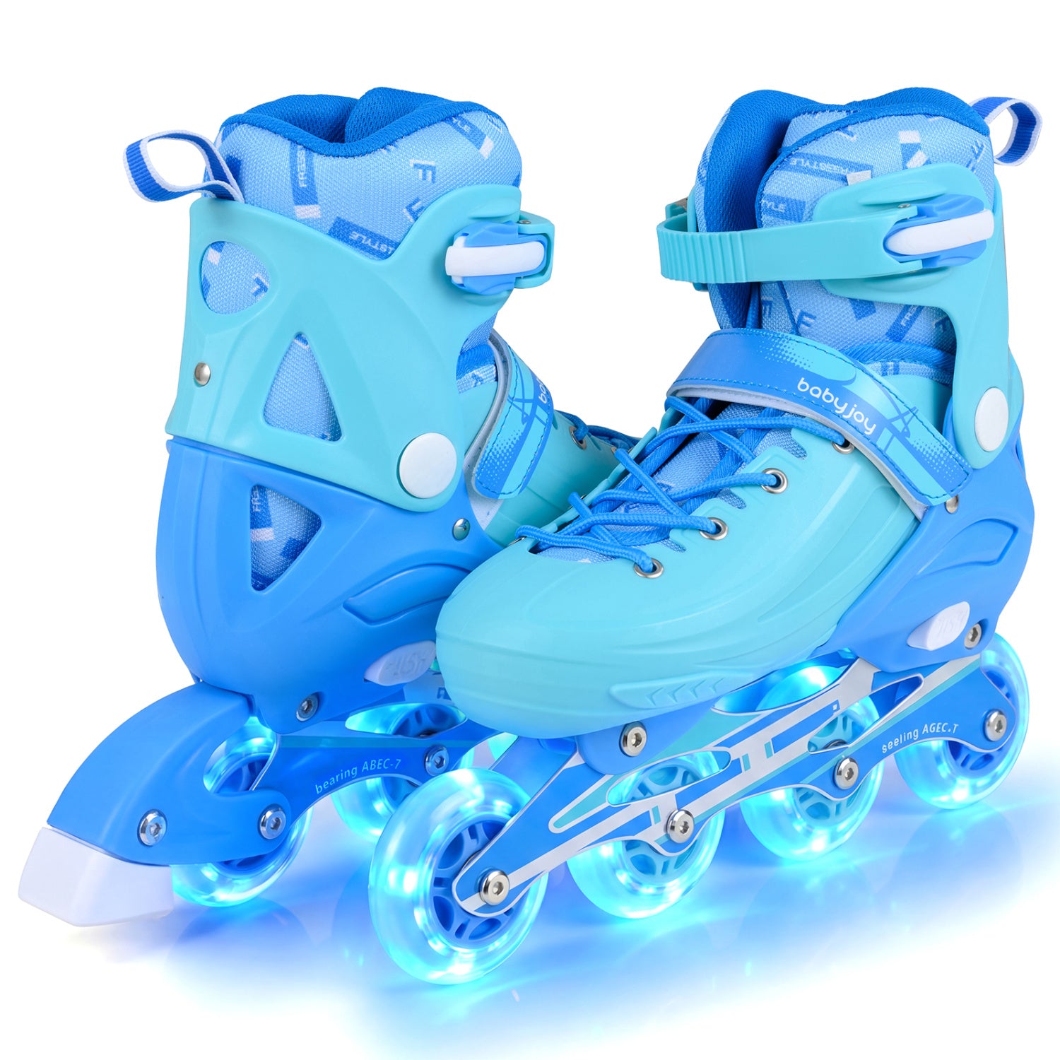 4-Size Adjustable Light-Up Kids Inline Skates for Kids Ages 7-9-Blue
