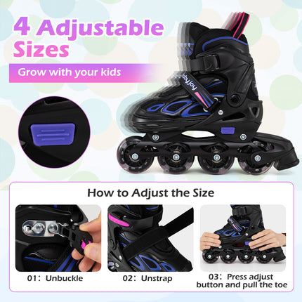 4 Sizes Adjustable Blade Roller with Light-up Wheels for Youth-Purple