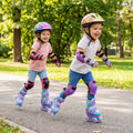 4 Sizes Adjustable  Kids Roller Skates with Light-up Wheels and Safety Protection-Purple