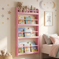 4-Tier Bookshelf Organizer for Toys and Books with Basswood Crossbar-Pink