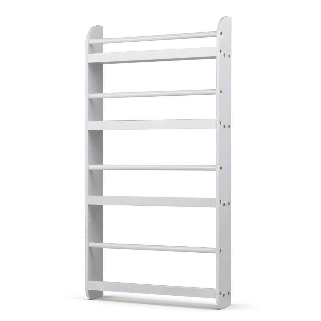 4-Tier Bookshelf Organizer for Toys and Books with Basswood Crossbar-White