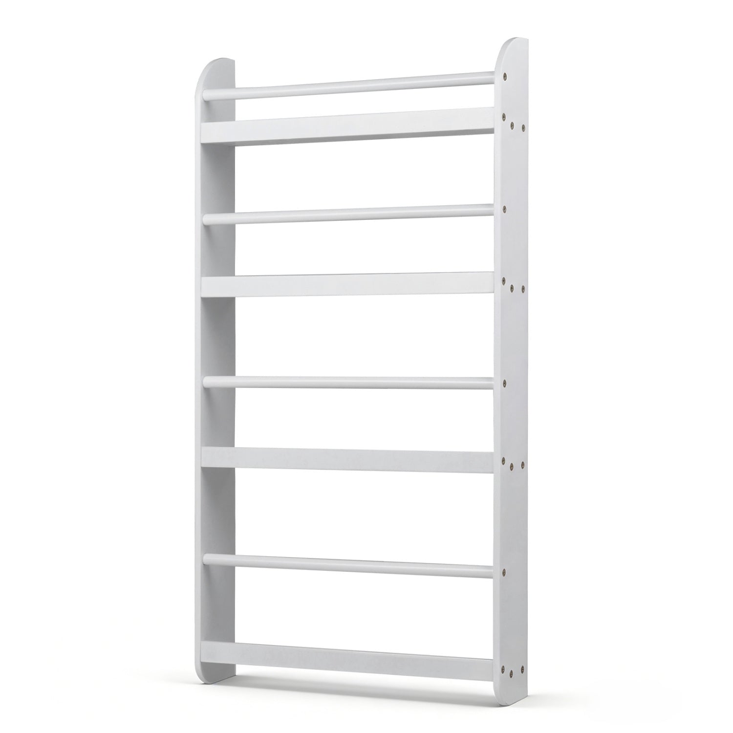 4-Tier Bookshelf Organizer for Toys and Books with Basswood Crossbar-White