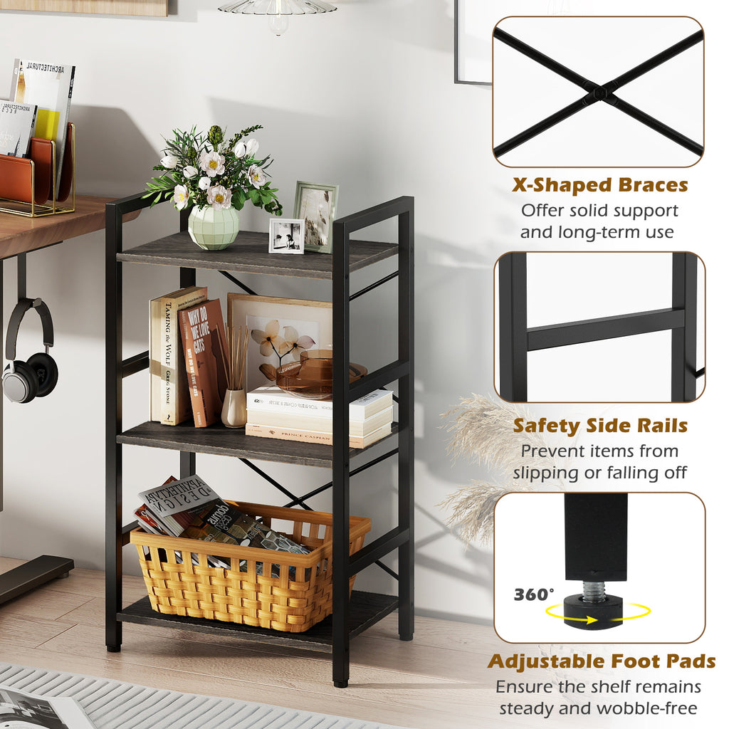 4-Tier Bookshelf with Metal Frame and Wooden Storage Racks for Study-Oak