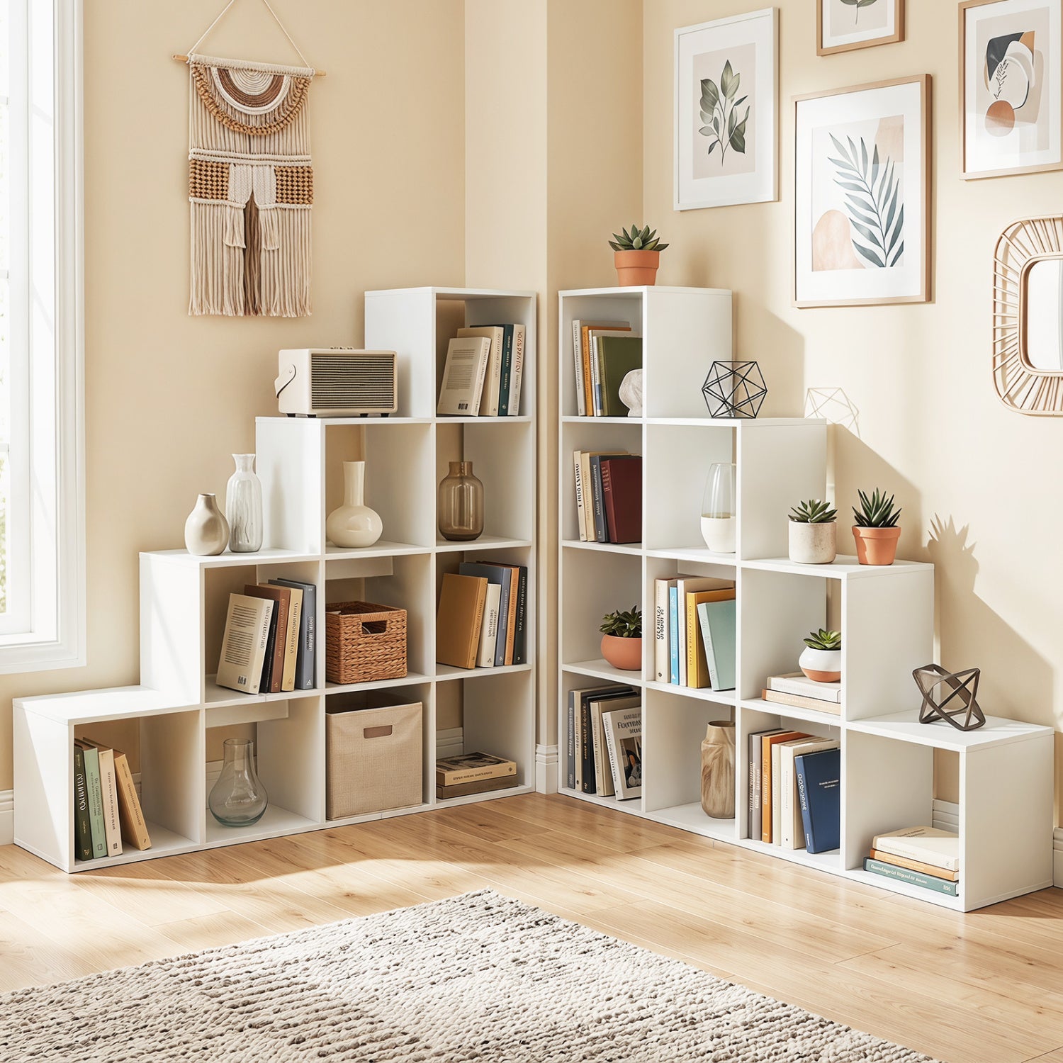 4-Tier Bookshelf with 2 Anti-Tipping Kits for Home Office-White