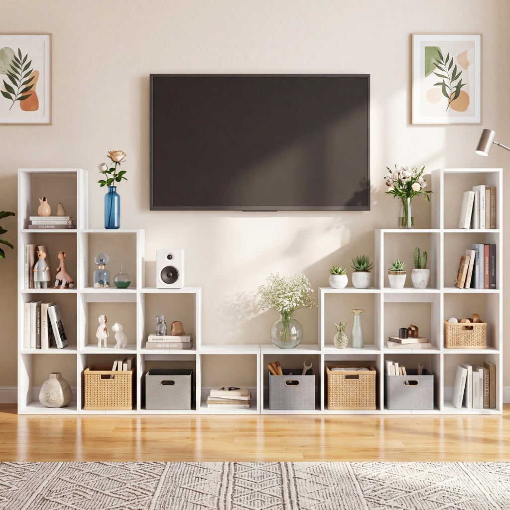 4-Tier Bookshelf with 2 Anti-Tipping Kits for Home Office-White