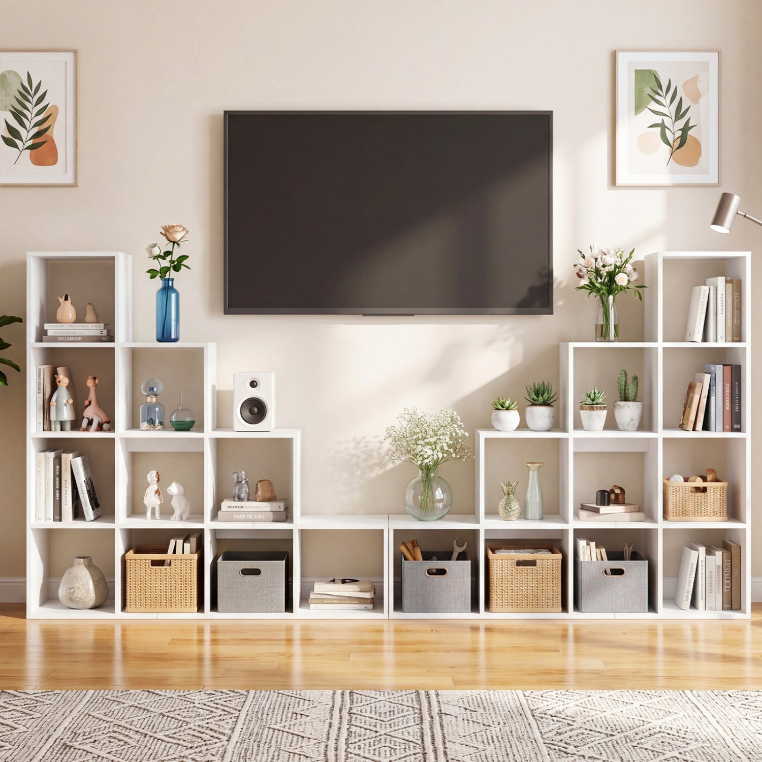 4-Tier Bookshelf with 2 Anti-Tipping Kits for Home Office-White