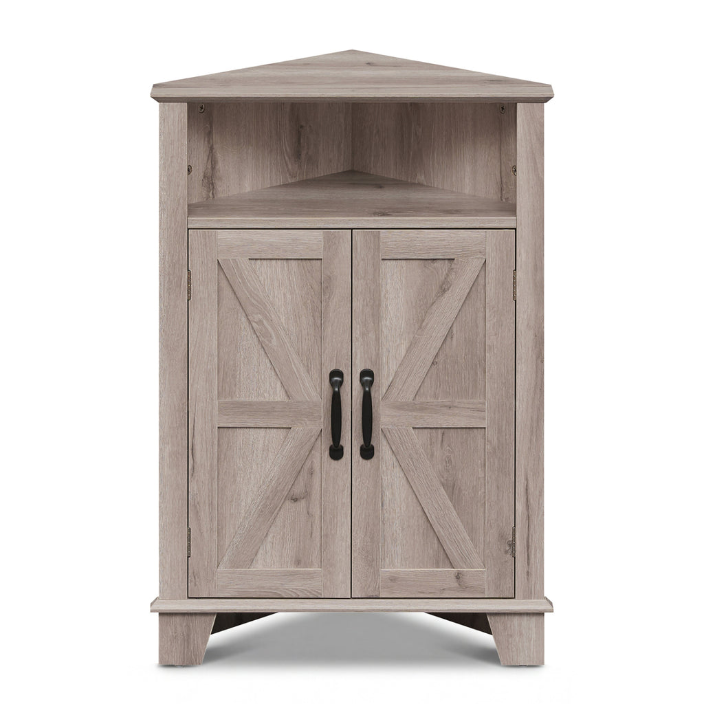 4-Tier Corner Storage Cabinet with Open Shelf-Gray