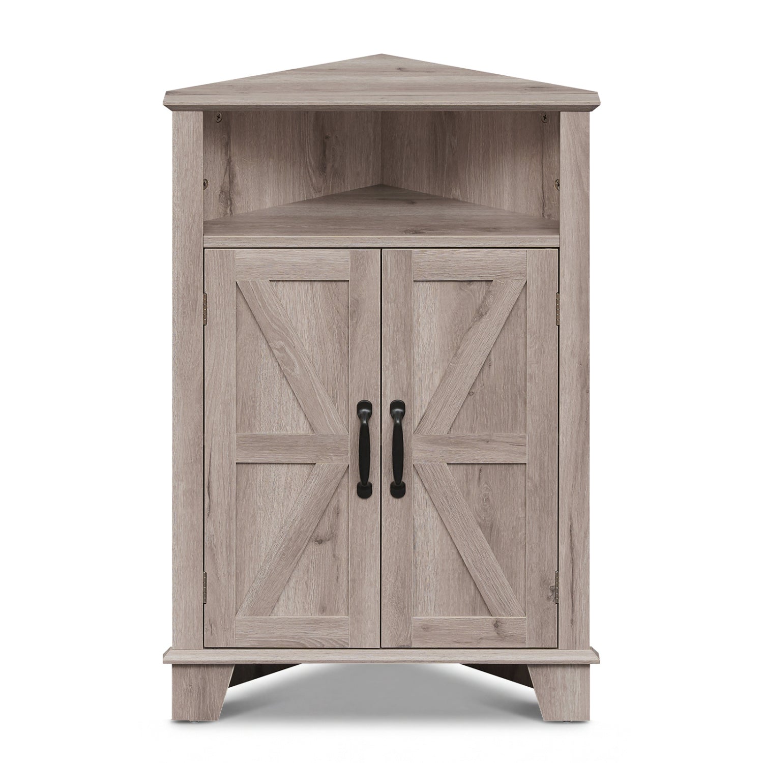 4-Tier Corner Storage Cabinet with Open Shelf-Gray