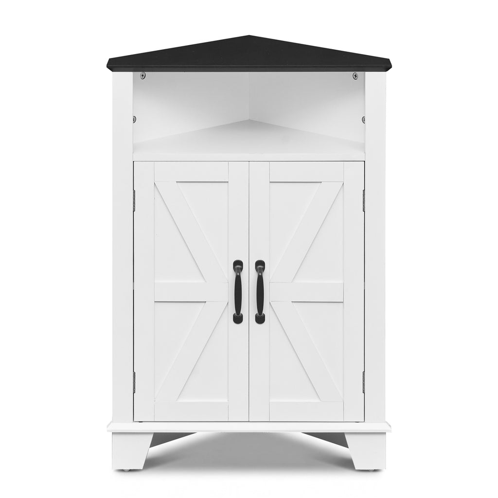 4-Tier Corner Storage Cabinet with Open Shelf-White