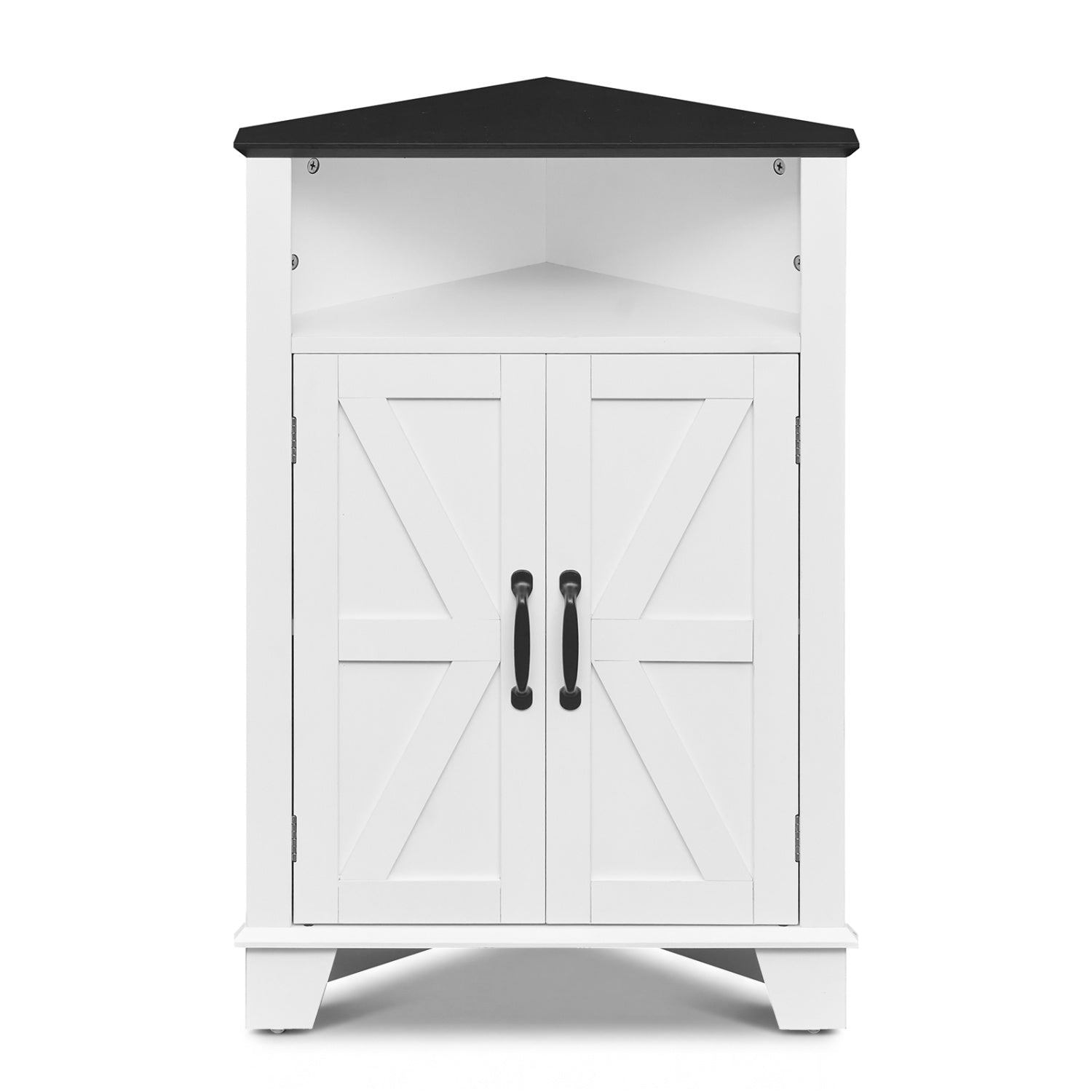 4-Tier Corner Storage Cabinet with Open Shelf-White