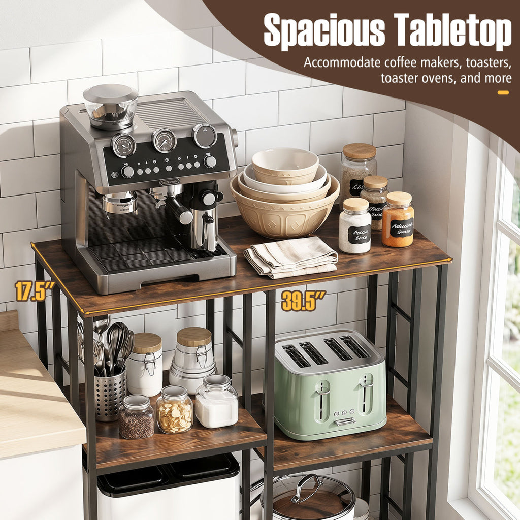 4-Tier Heavy-Duty Kitchen Baker's Rack- Brown
