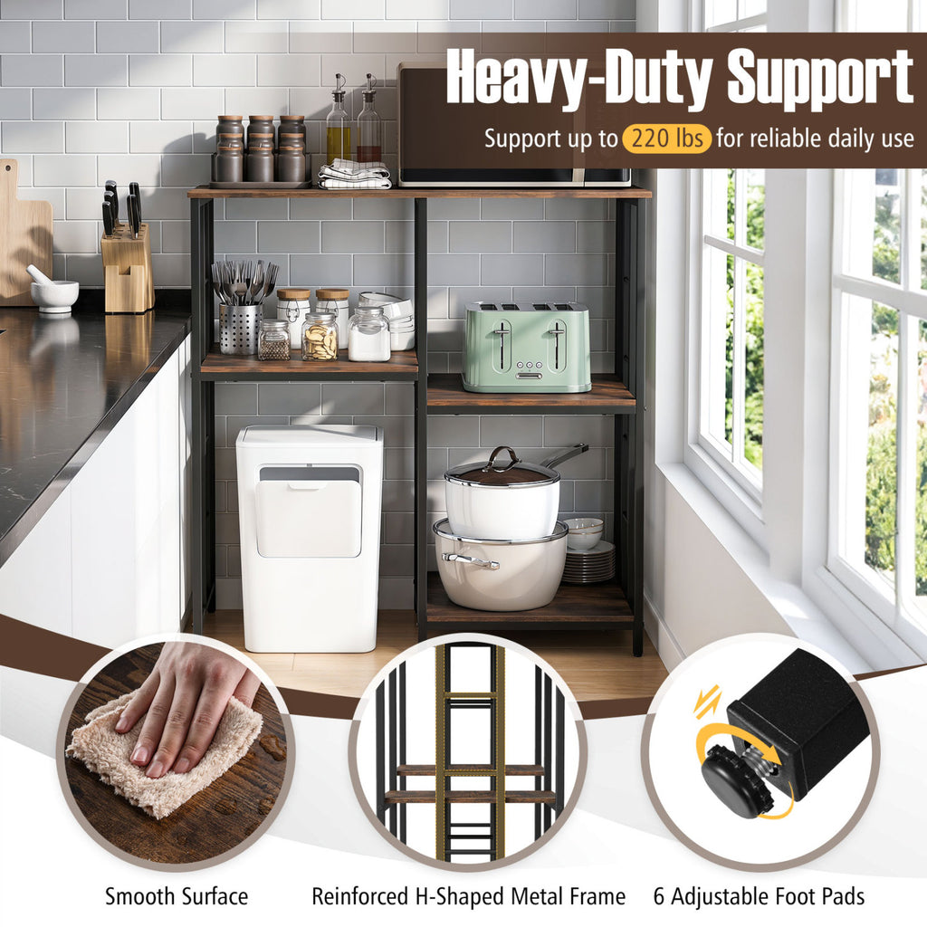 4-Tier Heavy-Duty Kitchen Baker's Rack- Brown