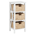 4-Tier Nightstand with 3 Seagrass Baskets Narrow X-Design-4 Tier-White