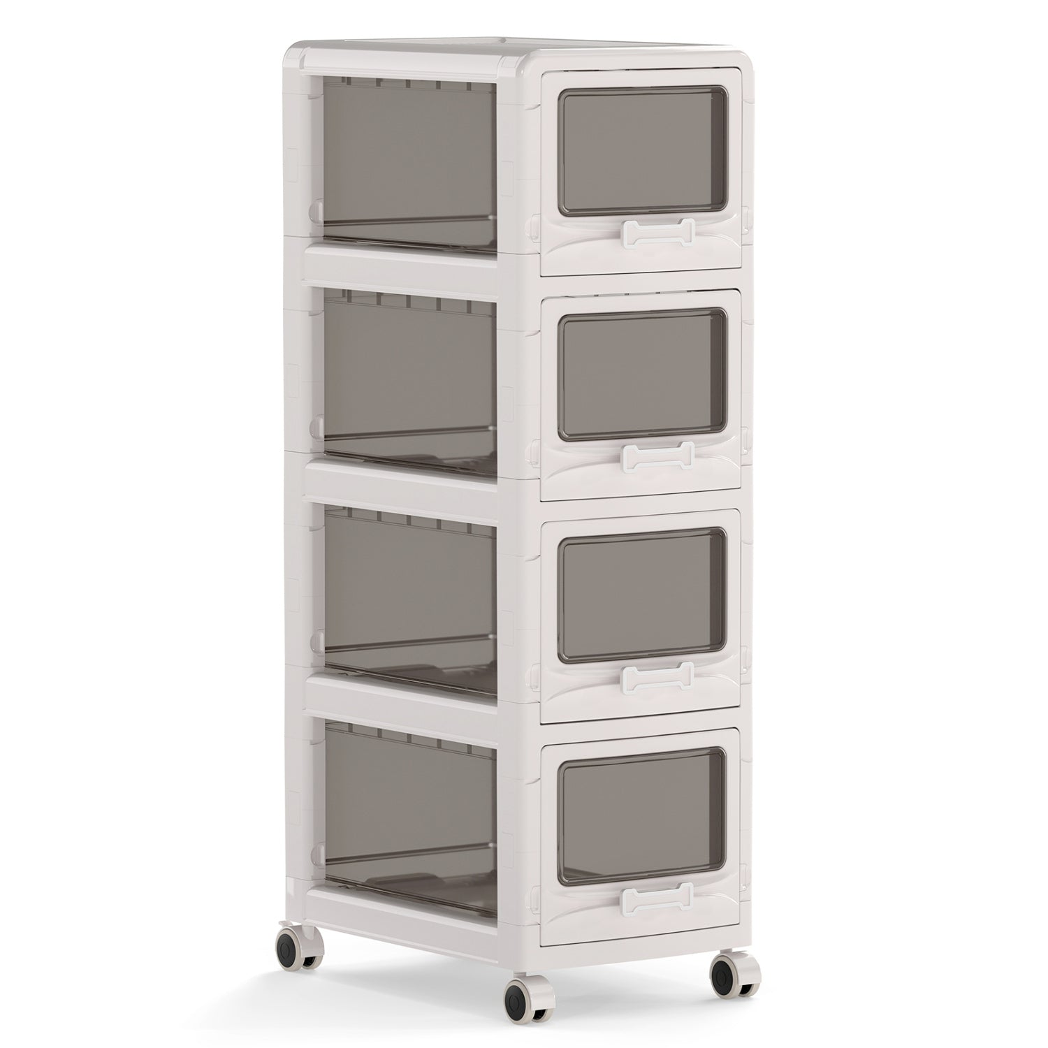 4-Tier Plastic Drawer Storage Organizer Rolling Cart with 3/4/5 Drawers and Lockable Wheels