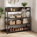 4-Tier Shoe Rack Industrial Shoe Organizer with Heavy Duty Metal Frame-Rustic Brown