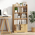 4 Tiers Bookshelf with 4 Cubes Display Shelf and 2 Doors-Natural