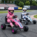 4-Wheel Ride On Toy Pedal Go Kart for Kids with Steering Wheel and Safe Handbrake-Pink