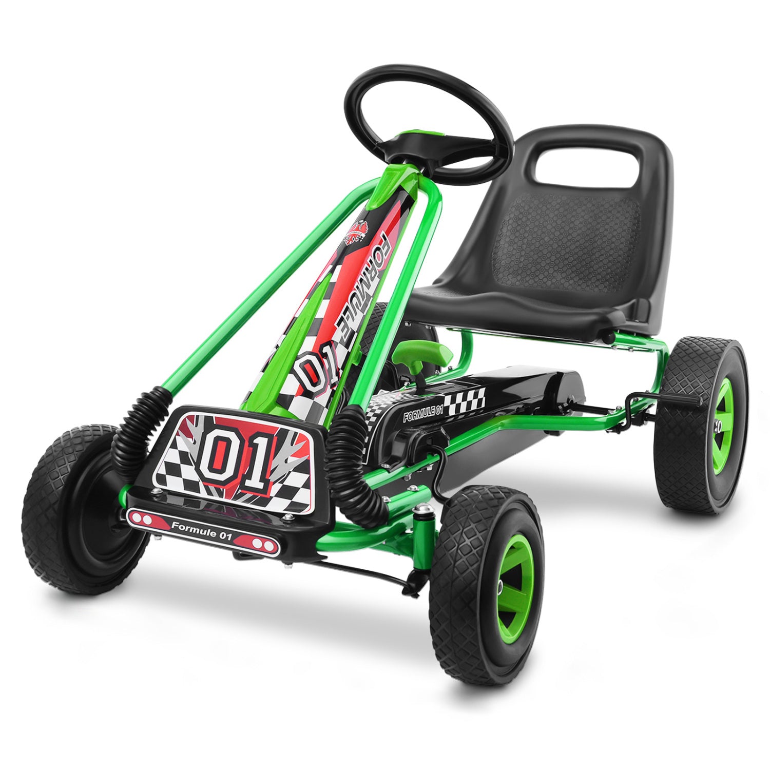 4 Wheels Kids Ride On Pedal Powered Bike Go Kart Racer Car Outdoor Play Toy-Green