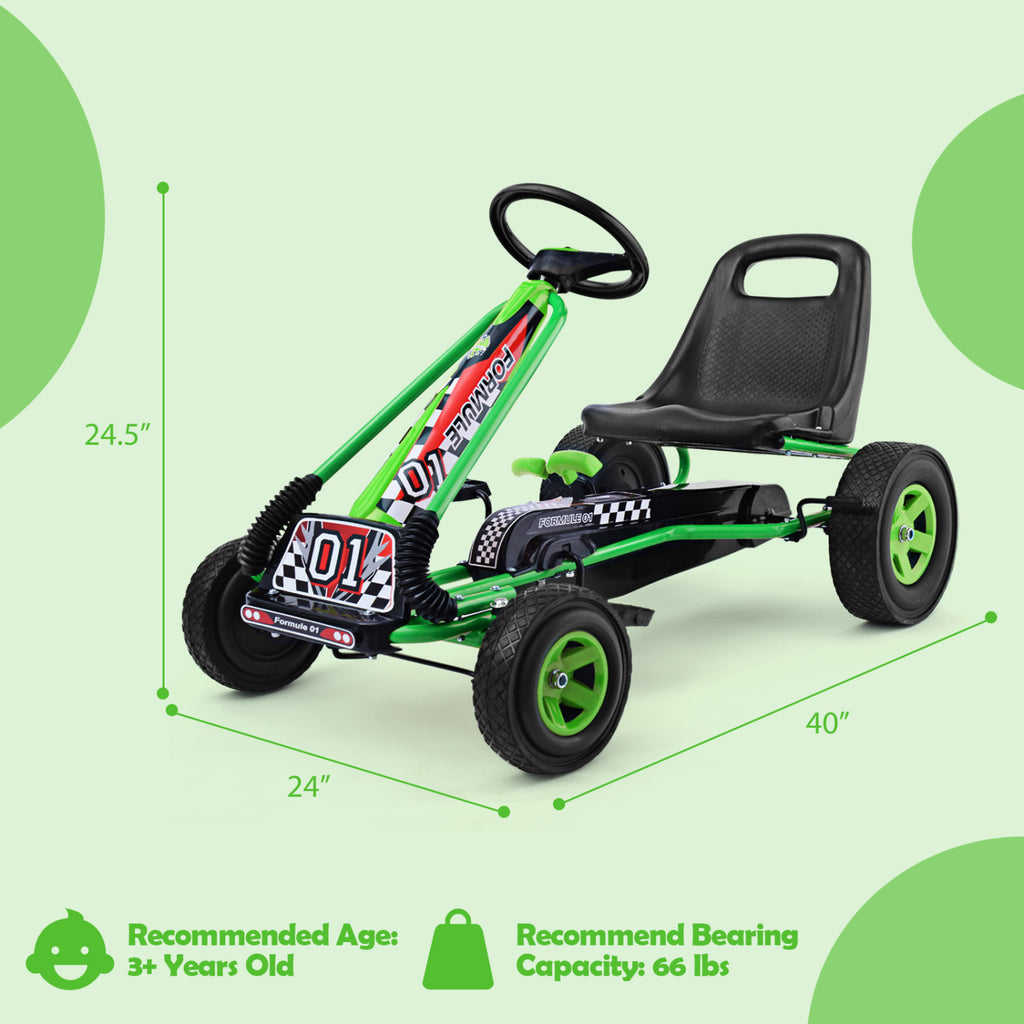 4 Wheels Kids Ride On Pedal Powered Bike Go Kart Racer Car Outdoor Play Toy-Green