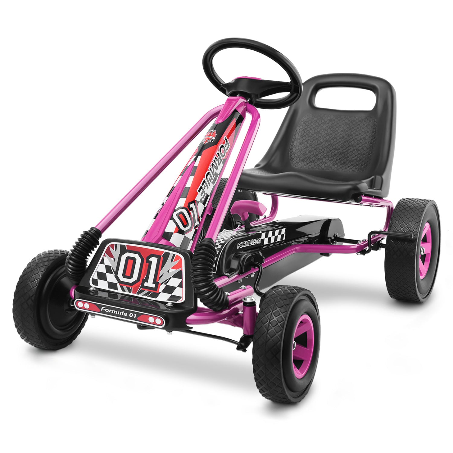4 Wheels Kids Ride On Pedal Powered Bike Go Kart Racer Car Outdoor Play Toy-Pink