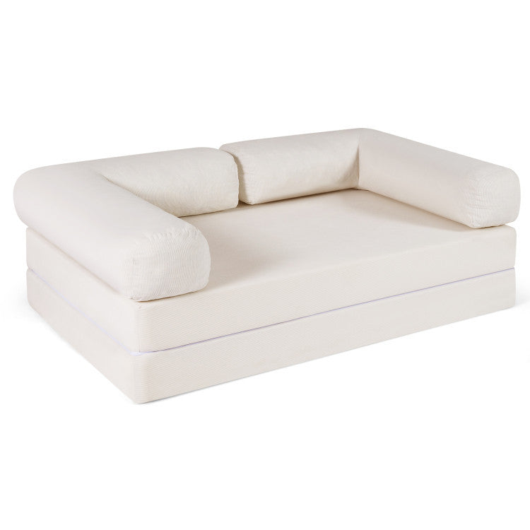 4-in-1 Convertible Folding Sofa Bed and 3-Piece Side Table Set