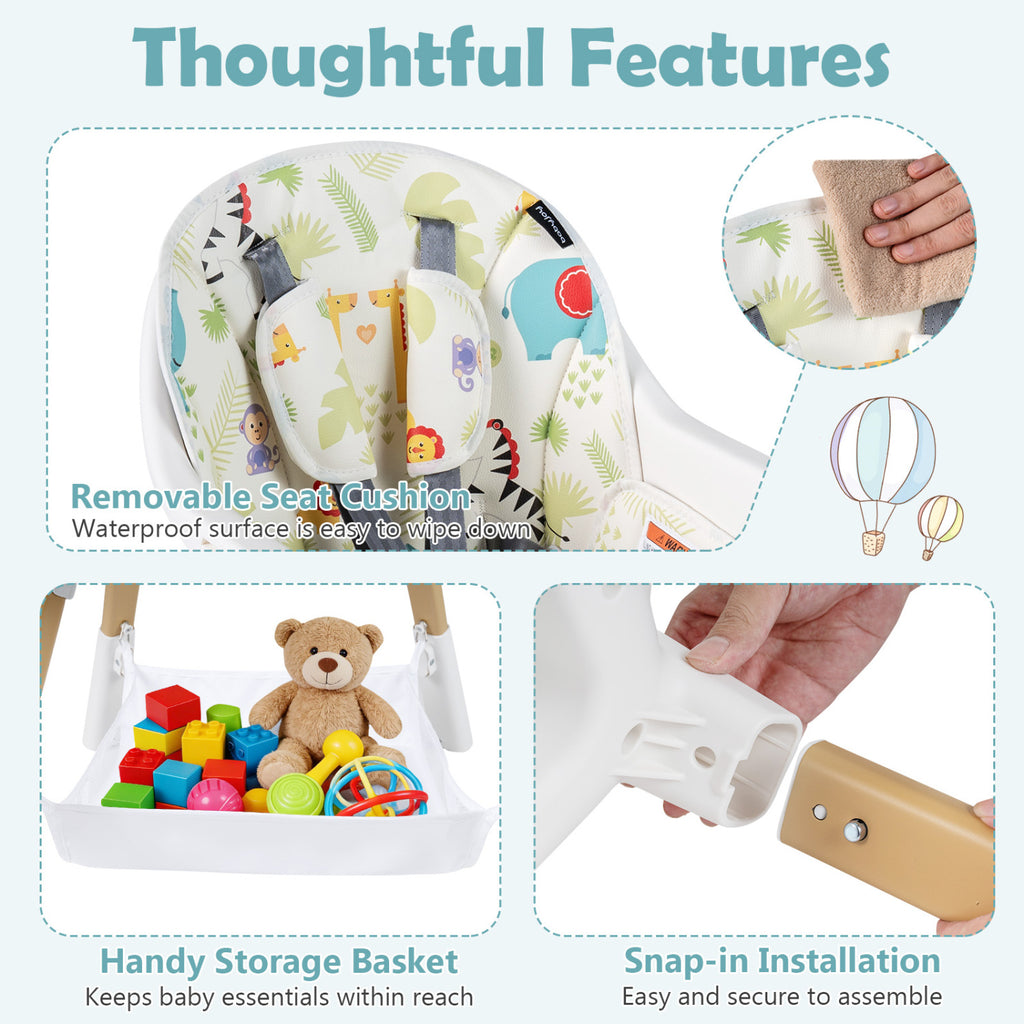 4 in 1 High Chair for Babies Convertible Toddler Highchair-Multicolor