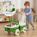 4 in 1 Ride on Push Car with Music and Under-Seat Storage for Boys Girls-Green
