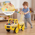 4 in 1 Ride on Push Car with Music and Under-Seat Storage for Boys Girls-Yellow
