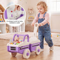 4 in 1 Ride on Push Car with Music and Under-Seat Storage for Boys Girls-Purple